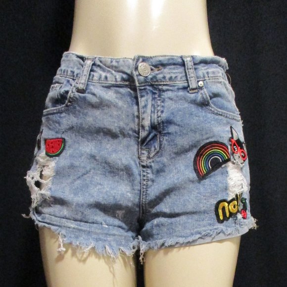 Hot Kiss Distressed Blue Jeans Cut Off Shorts -- Final Price - Picture 2 of 9